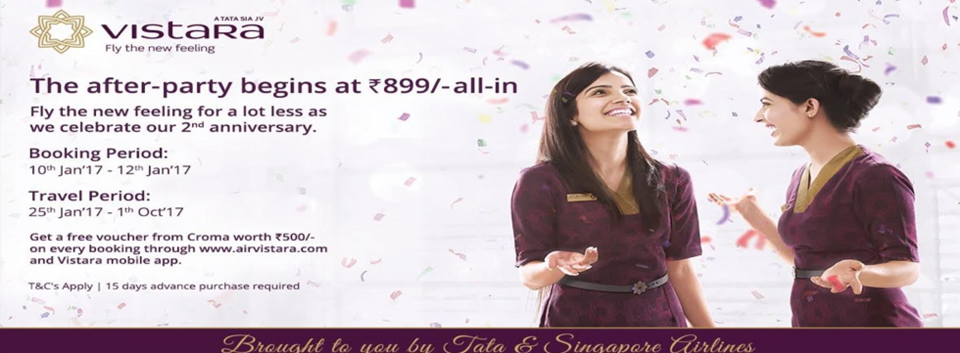 Vistara announces 3-day Celebration Sale with fares starting INR 899 all-in