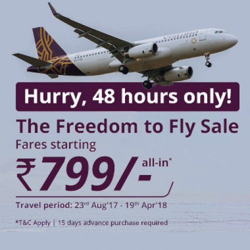 Vistara’s 2-day announces sale, tickets available for as low as Rs 799