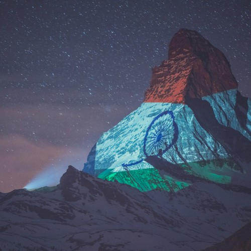 Indian flag projected onto Matterhorn in Zermatt to show solidarity against coronavirus